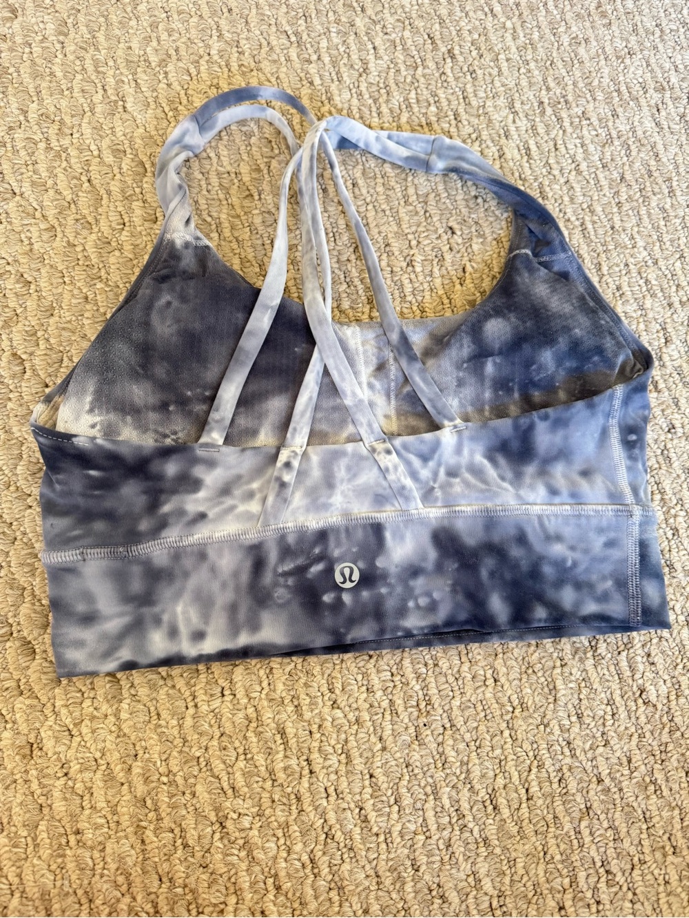 lululemon athletica Tie-Dye Strappy Sports Bra in Blue and Gray